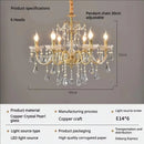Axyaa Golden Crystal Pendant Lighting for Luxury Living Spaces
