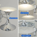 Axyaa Silver Horn Chandelier: Bauhaus Chrome Pendant Lights with 8/10 Heads for Home Decor