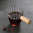 Axyaa Glass Espresso Milk Pitcher with Wood Handle