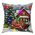 Axyaa LED Light Luminous Pillowcase with Festive Truck Christmas Tree Design