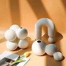 Axyaa Nordic White Vases | Pottery Vases for Living Room Decor | Porcelain Vases for Artificial Flowers