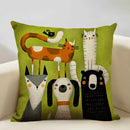 Axyaa Funny Cat Cartoon Pillowcase Linen Cushion Cover for Kids Nursery