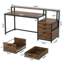 Axyaa Industrial Office Desk with File Drawer and Monitor Stand