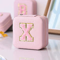 Axyaa Sequin Letter Jewelry Box with Mirror - Cute Portable Organizer Gift