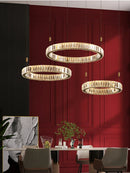 Axyaa Gold Crystal Chandelier Pendant Lamp for Home Dinning Room Decor
