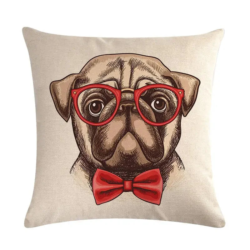 Cartoon Dog Cushion Cover by Axyaa - Linen Pet Pillow for Home Office Sofa Decor