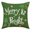 Axyaa Christmas Cushion Covers: Green Red Plaid Merry Christmas Pillowcase 45x45CM