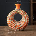 Axyaa Geometric Rattan Vase Straw Plaited Floral Arrangement Home Decor Accessories