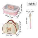 Axyaa Stainless Steel Divided Lunch Box with Spoon - Leak-proof Bento Container