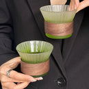 Axyaa Gradient Color Stripe Glass Cup for Coffee, Cold Drinks, Latte - 200ML