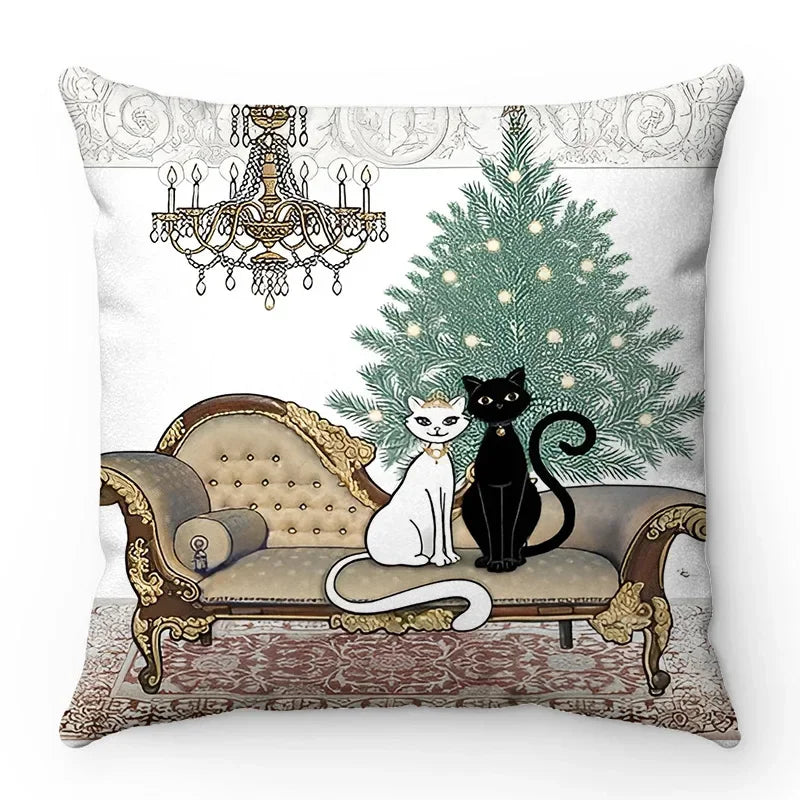 Axyaa Cartoon Cat Pattern Sofa Cushion Covers - Lovely Animal Pillowcase