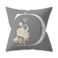 Axyaa Grey Flowery Print Alphabetic Cushion Cover for Home Sofa Decor 45x45cm