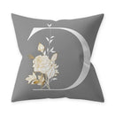 Axyaa Grey Flowery Print Alphabetic Cushion Cover for Home Sofa Decor 45x45cm