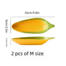 Axyaa Hand-Painted Corn Ceramic Relief Plates Set of 2