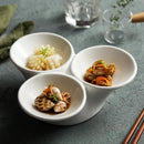Axyaa White Ceramic Three-Grid Small Dish Plate - Exquisite Commercial Platter