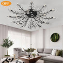 Axyaa Crystal Leaf Chandelier - Modern Semi-Embedded Lighting for Dining, Living, Bedroom