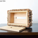 Axya Solid Wood Tissue Box Desktop Organizer and Napkin Holder