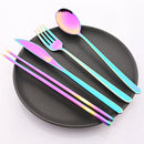 Axyaa Black Gold Flatware Set Stainless Steel Cutlery Knife Fork Spoon Chopsticks