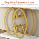 Axyaa Marble Gold Console Table, 55-Inch, Geometric Metal Base, Modern Entryway Sofa Table