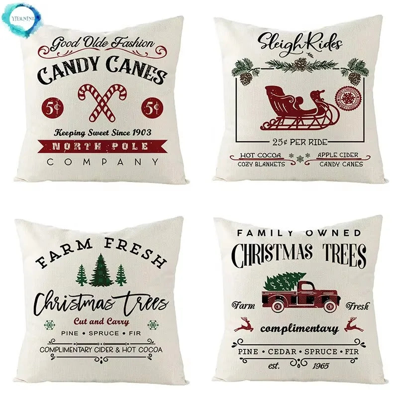 Axyaa Christmas Linen Square Pillow Case 45X45CM