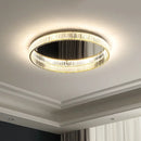 Axyaa Gold Steel Crystal LED Dimmable Ceiling Light for Luxe Living Spaces