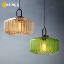 Axyaa Glass Pendant Light: Colorful Amber Green Orange Chandelier for Living Room, E27 Loft Lighting