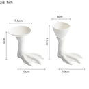 Axyaa High Foot Ceramic Goose Feet Dim Sum Plate for Molecular Cuisine