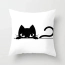 Axyaa Decorative Pillow Cover 45x45cm Polyester Square Black Cat Skull Design