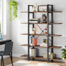 Axyaa 5-Tier Industrial Bookshelf, Vintage Style Bookcase 72"H x 47"L 12"W