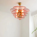 Axyaa Amber Pink Flower Glass Chandelier LED Pendant Light for Indoor Decor