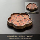 Axyaa Retro Walnut Wooden Tea Tray Set/Coasters for Zisha Pot Tea Ceremony Craft