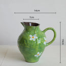 Axyaa Chinese Watercolor Graffiti Flower Vase | Handmade Retro Decorative Earthenware Jar