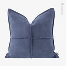 Axyaa Modern Light Luxury Leather Soft Square Pillow Set in Gray Blue