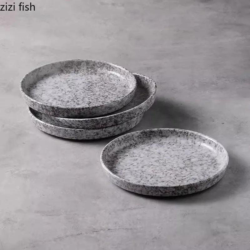 Axya Retro Ceramic Stone-Shaped Plate Set - Specialty Tableware Collection