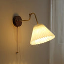 Axyaa Adjustable LED Fabric Wall Lamp with Copper Arm for Bedroom and Living Room