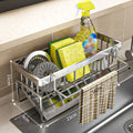 Axyaa Stainless Steel Sink Shelf Sponge Storage Faucet Holder with Hooks