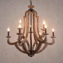 Axyaa 9-Light Wood Farmhouse Chandelier: Rustic Ceiling Hanging Lamp for Dining Room
