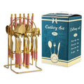 Axyaa 24-Piece Stainless Steel Hammer Pattern Cutlery Set