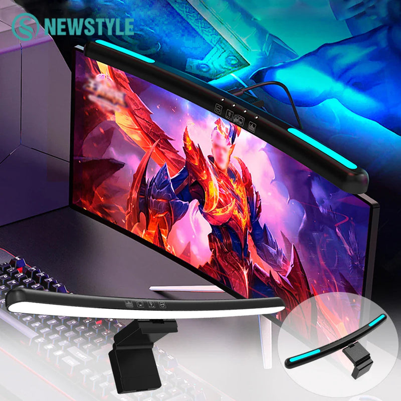 Axyaa RGB Monitor Light Bar for Gaming and Reading, Curved Screen, Stepless Dimming