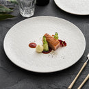 Axyaa Circular Ceramic Hammer Pattern Shallow Plate - Pure White Specialty Tableware