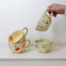 Axyaa Hand Pinched Irregular Flower Ceramic Coffee Mug, Korean Style Tea Cup
