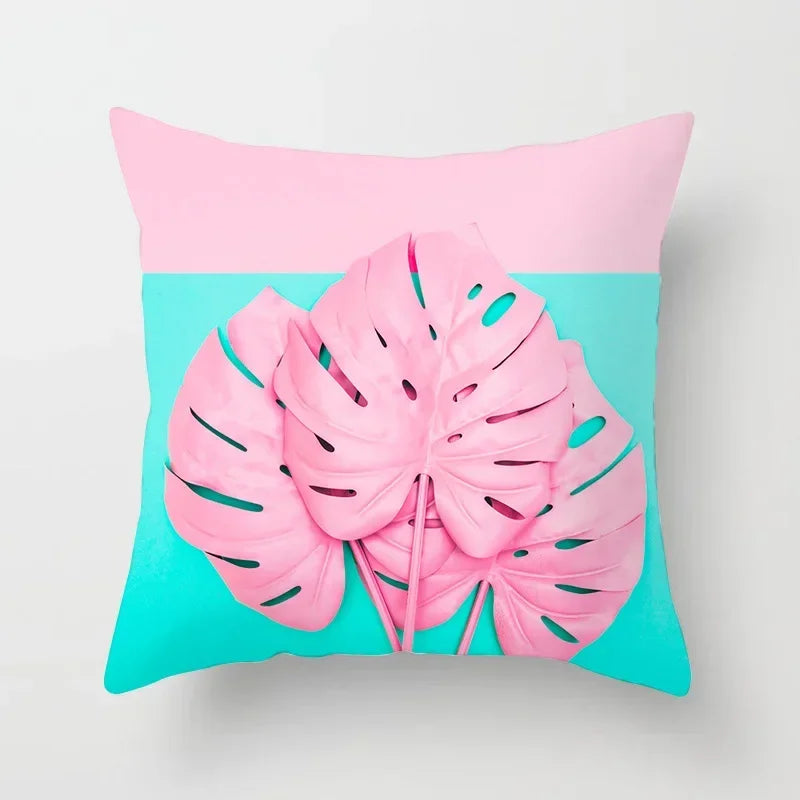 Axyaa Tropical Leaf Print Pillowcase for Living Room Sofa