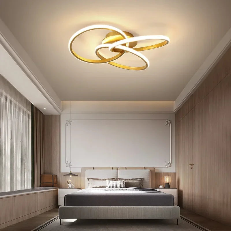 Axyaa Shamrock LED Ceiling Light Black Gold Modern Lamps for Home Decor
