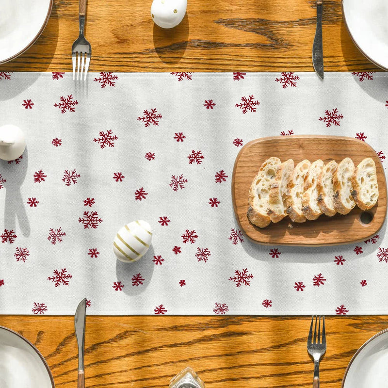Axyaa Christmas Deer Snowflake Table Runner - Elegant Festive Dining Decor