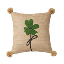 Axyaa Floral Embroidered Linen Cushion Cover with Pompom Accent