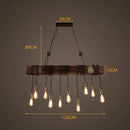 Axyaa Industrial Glass & Wood Chandelier - Retro Style for Restaurants, Bars & Coffee Shops