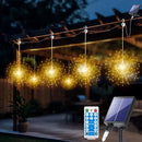 Axyaa Solar Firework Lights 8 Modes Remote Control Starburst Lamp - Christmas Garden Decor