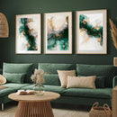 Nordic Green Gold Marble Posters Wall Art Canvas Print for Stylish Home Decor by Axyaa