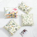 Axyaa Daisy Floral Cushion Cover Green Leaves Embroidery Soft Cozy 45x45cm/30x50cm