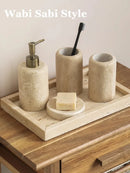 Axya Wabi Sabi Bathroom Set: Soap Dispensers, Wash Cup, Toothbrush Holder, Soap Dish